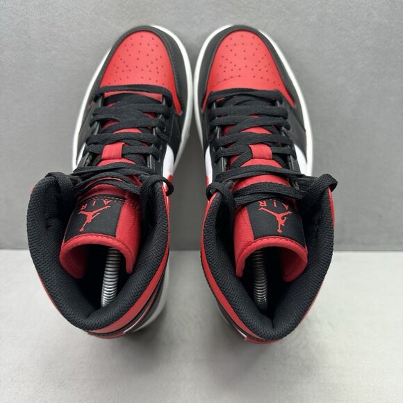 Nike Air Jordan 1 Mid 'Bred Toe' Mens Size 8 Shoes Black Red Chicago 2022 - Picture 6 of 8